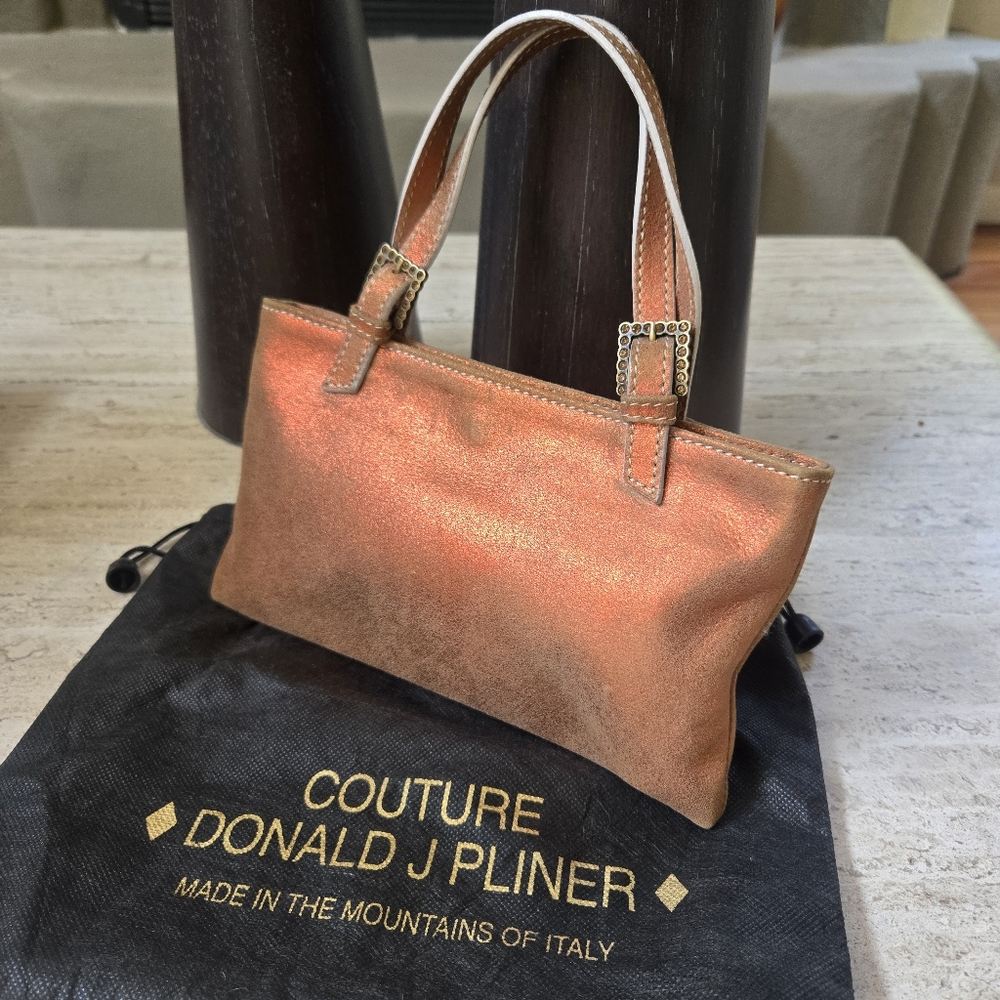 *Donald J Pliner* Coral Metallic Leather Mini bag- NWOT